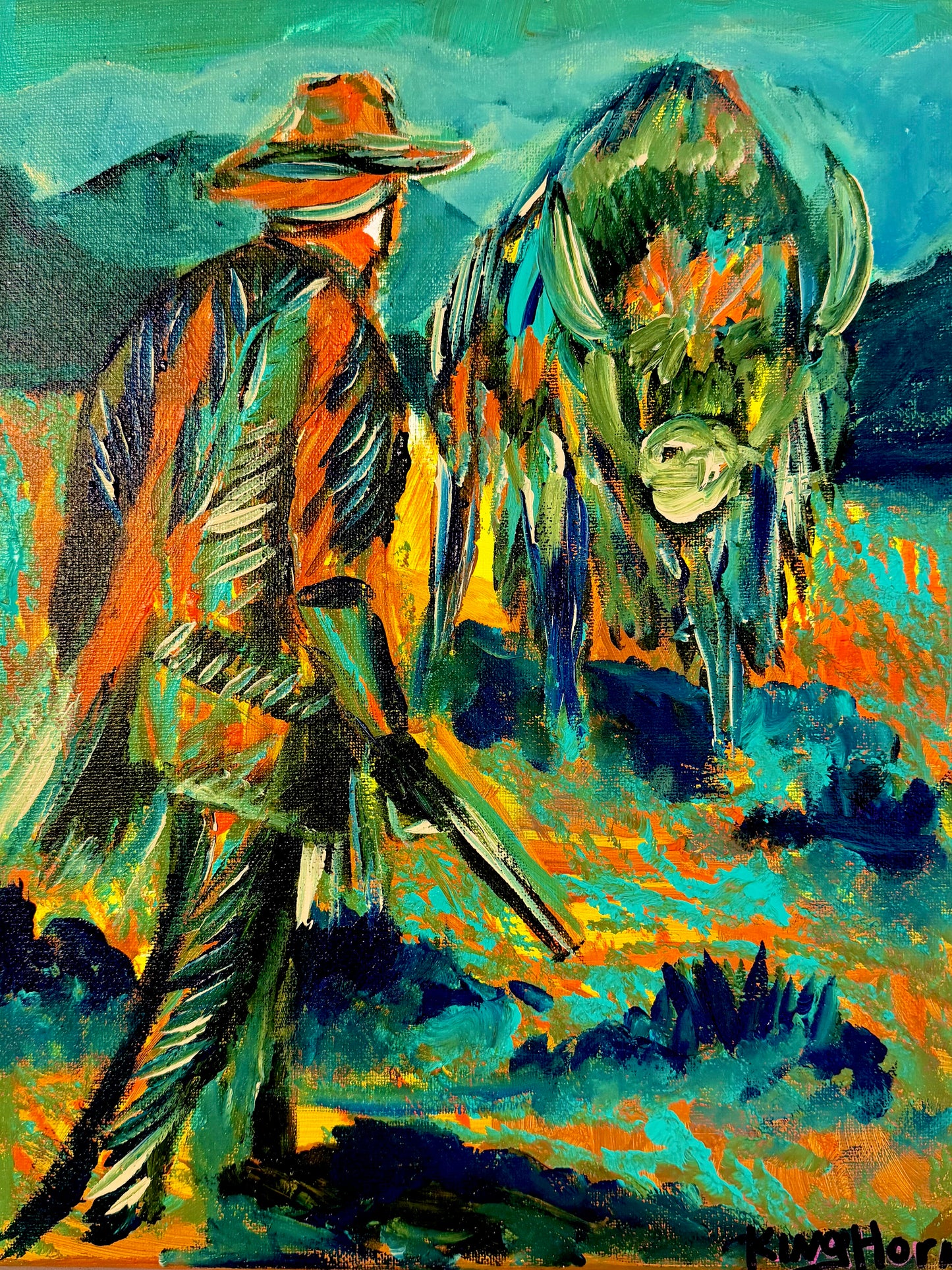 Wild West Original Painting on Canvas 11" X 14"