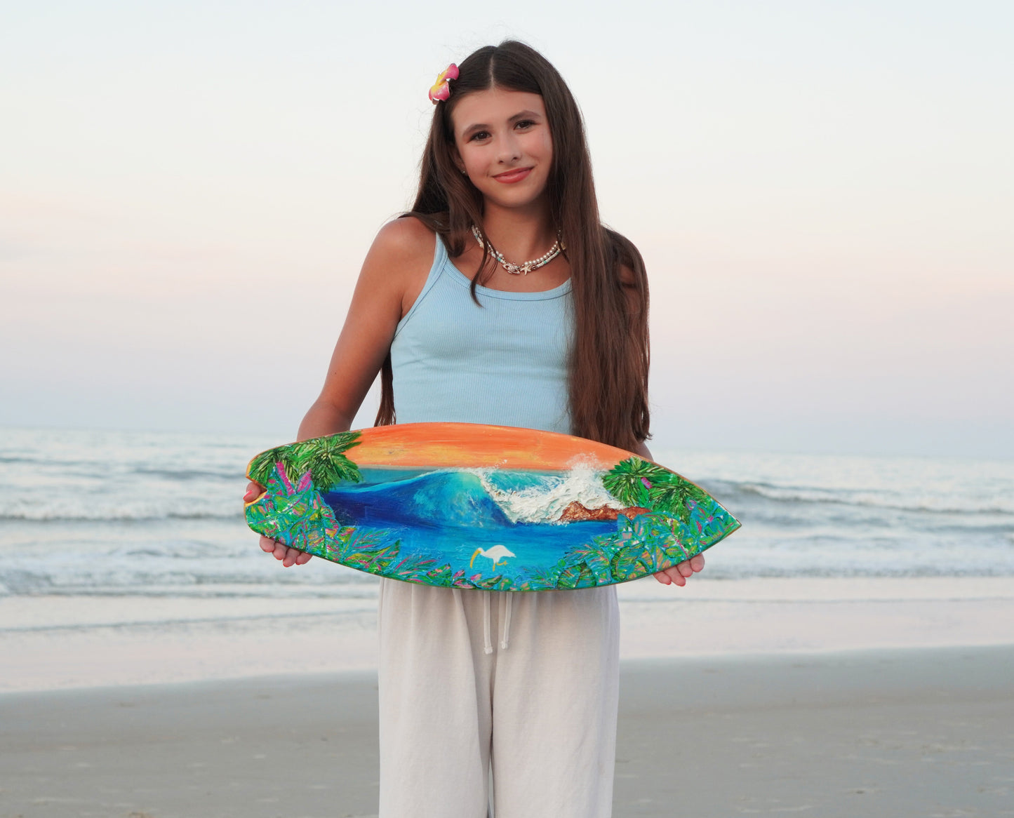 Textured Hand Carved Surfboard