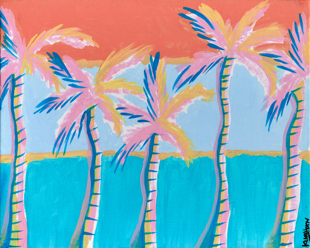 Colorful Palm Tree Wall Art | Tropical Coastal Print