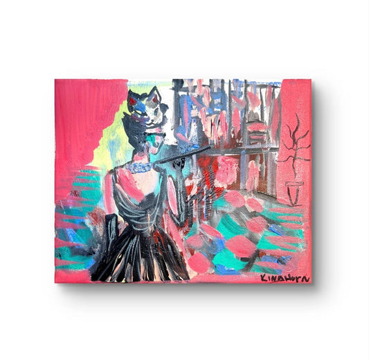 Breakfast at Tiffany's Inspired Painting | Original 8x10 Acrylic on Canvas | Pink Hollywood Glam Wall Art