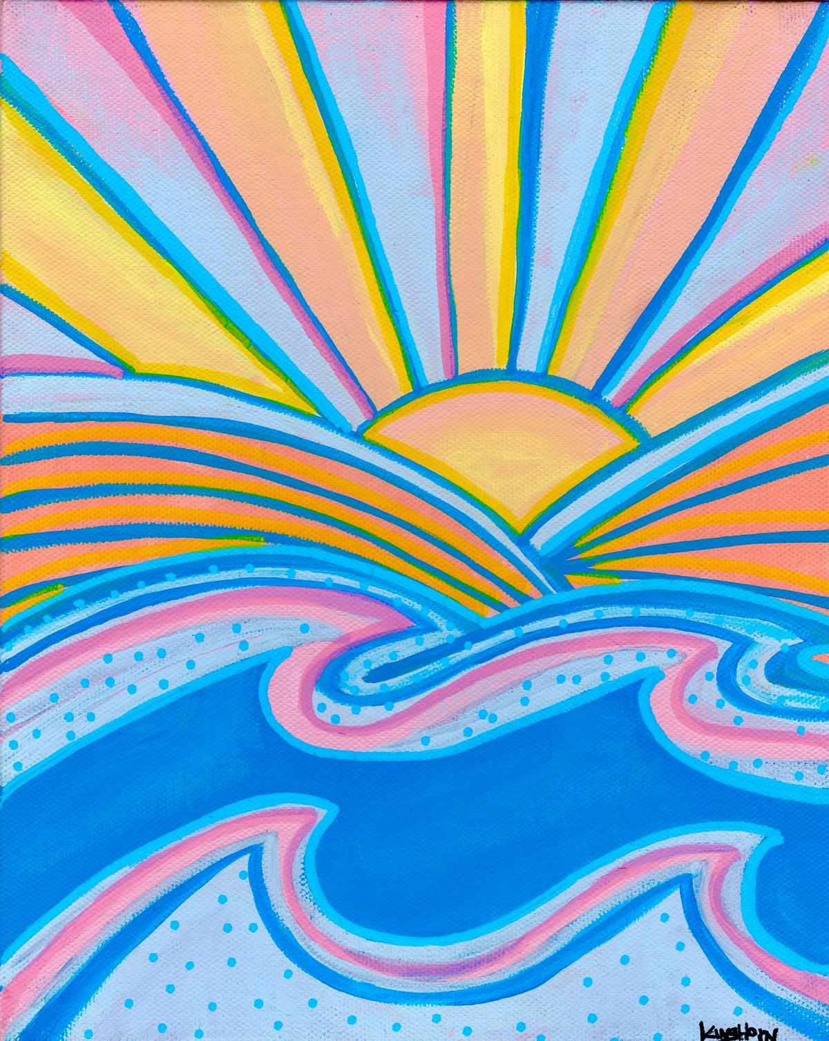 Colorful Sunrise Ocean Wall Art | Coastal Wave Print