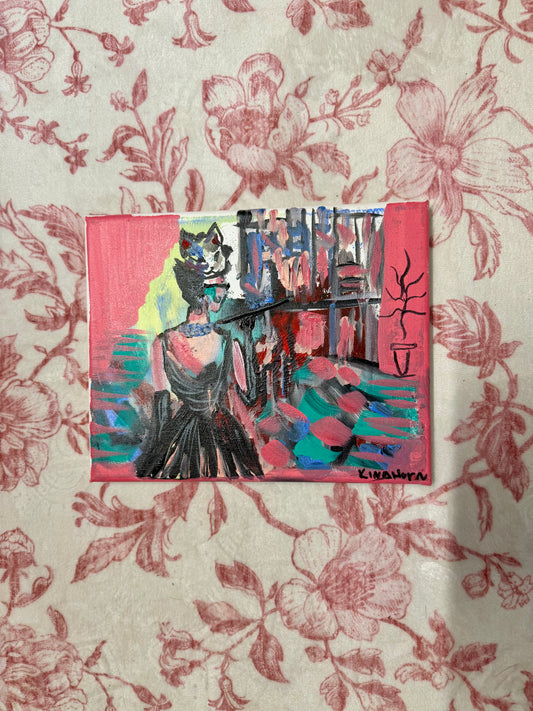 Breakfast at Tiffany's Inspired Painting | Original 8x10 Acrylic on Canvas | Pink Hollywood Glam Wall Art