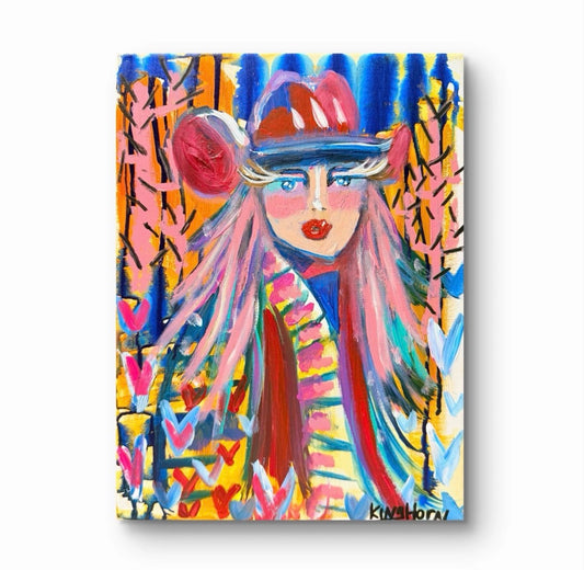 Pink Cowgirl Original Painting | 11x14 Acrylic on Canvas | Colorful Western Cowgirl Wall Art