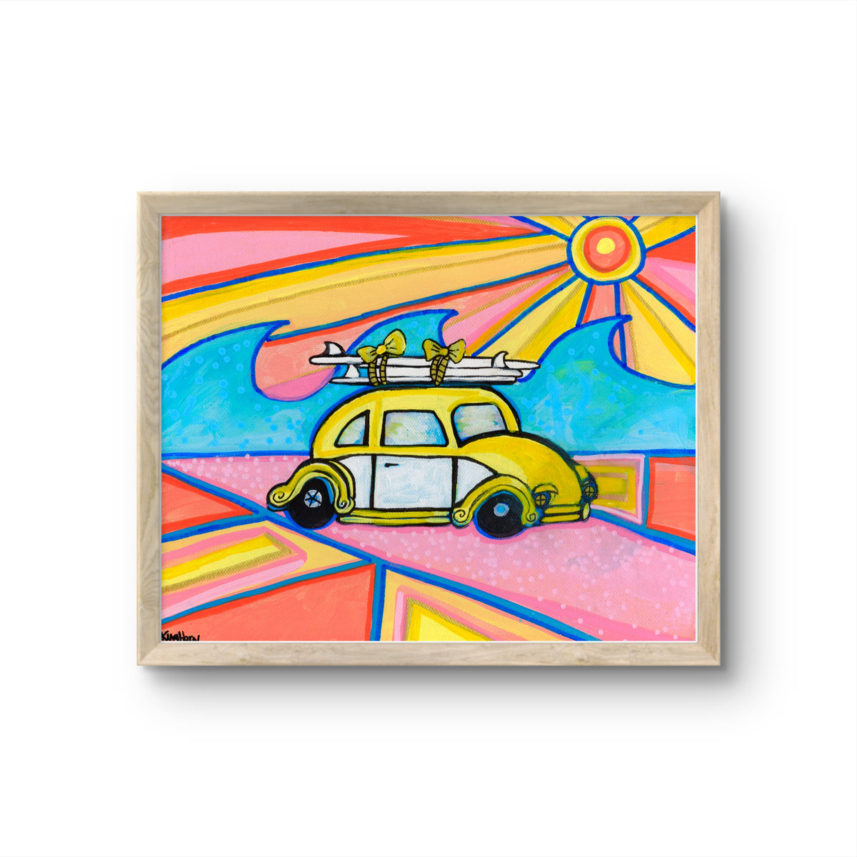 Colorful Beach Car Wall Art | Retro Coastal VW Print