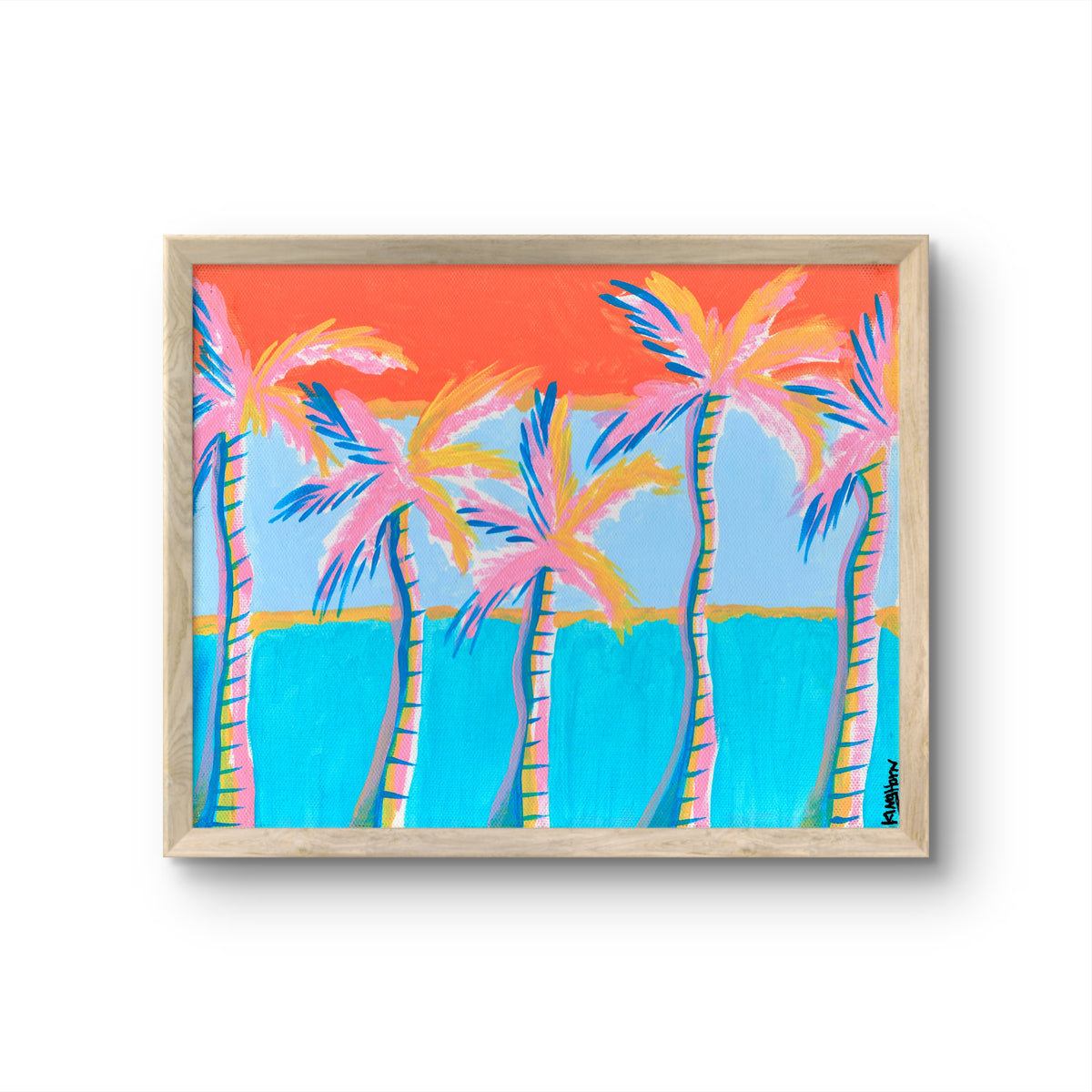 Colorful Palm Tree Wall Art | Tropical Coastal Print