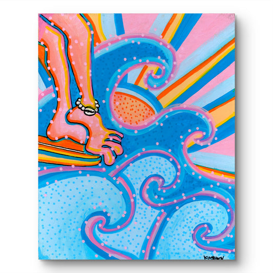 Colorful Surfing Wave Wall Art | Coastal Beach Print