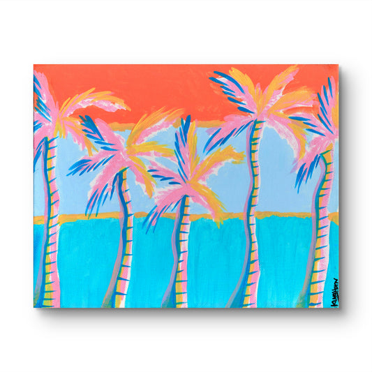 Colorful Palm Tree Wall Art | Tropical Coastal Print