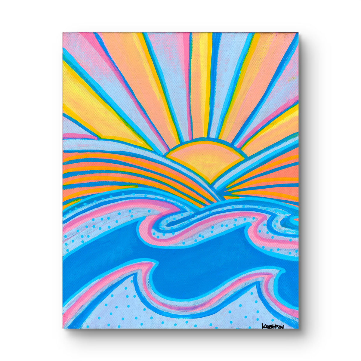 Colorful Sunrise Ocean Wall Art | Coastal Wave Print
